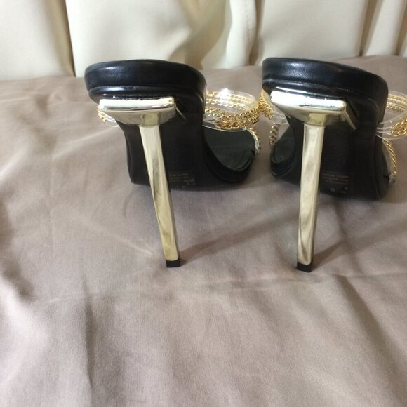 NEW Cape Robbin Clear Stiletto Heels Sandals Slip On Gold Enya 9 - Picture 6 of 6